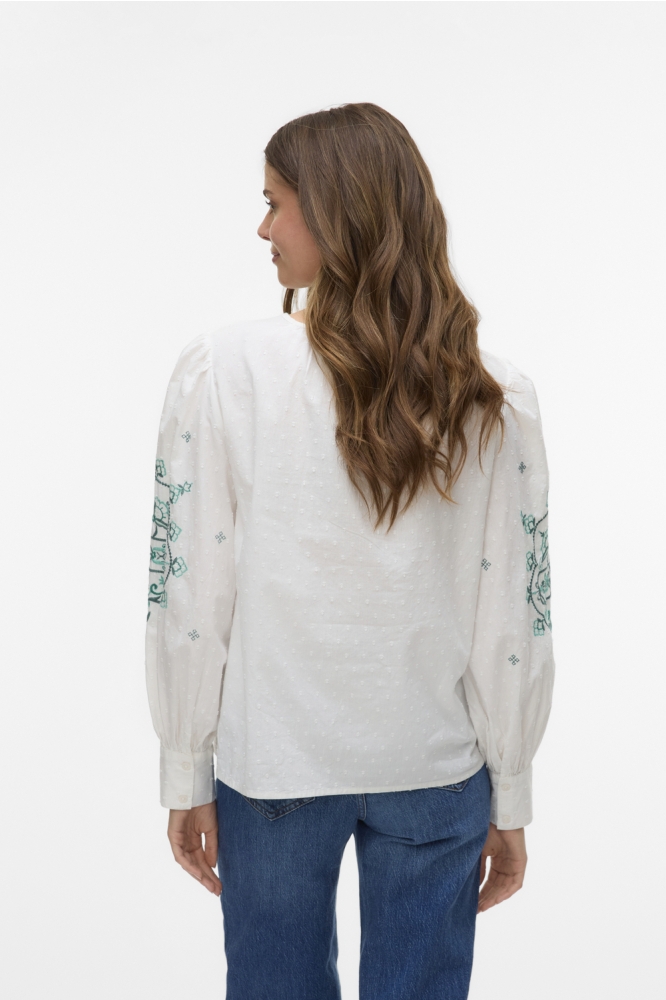 VMHIBA LS TOP WVN SPE 10303752 SNOW WHITE/BOSPHORUS